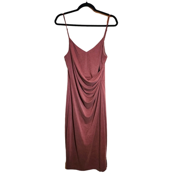 Lulus Swept Up Washed Burgundy Bodycon Midi Dress Size XL Semi Formal - Picture 6 of 11